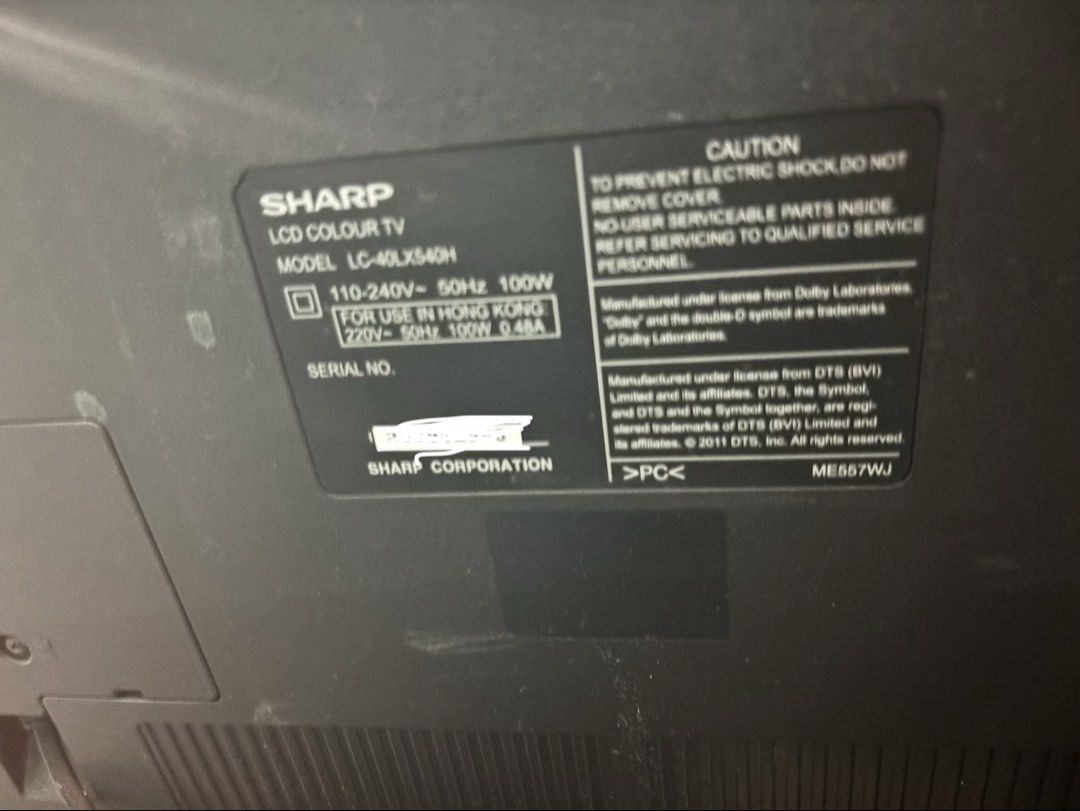 Sharp 40吋 電視機 (有遙控) Sharp LC-40LX540H 40-inch Colour TV, 家庭電器, 電視 & 其他 ...
