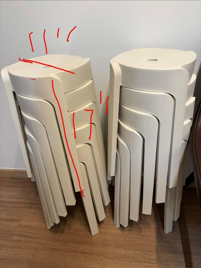 Stackable Plastic Stools (Category: Chairs) located in Singapore. Submitted by calmingchris617 (Listing ID 1445165679, Image 1). Description: - 12 white plastic stools. per piece pricing - Stackable design for convenient storage - Ideal for extra seating at home or events - Approximate height: 17 inches - Ready for a new home.