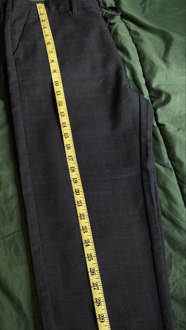 Taiwan NET Men Plaid Tailored Pants (Category: Trousers) located in Caloocan City. Submitted by _preloved_bb (Listing ID 1445103059, Image 2). Description: - Dark navy plaid pants - Brand: NET men - Tailored fit - Drawstring waist - Inseam: Approximately 29 inches - Ideal for smart casual or office wear - Versatile wardrobe addition.