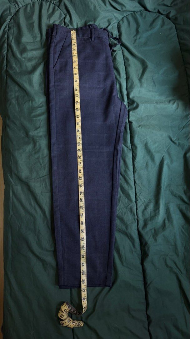Taiwan NET Men Plaid Tailored Pants (Category: Trousers) located in Caloocan City. Submitted by _preloved_bb (Listing ID 1445103059, Image 1). Description: - Dark navy plaid pants - Brand: NET men - Tailored fit - Drawstring waist - Inseam: Approximately 29 inches - Ideal for smart casual or office wear - Versatile wardrobe addition.