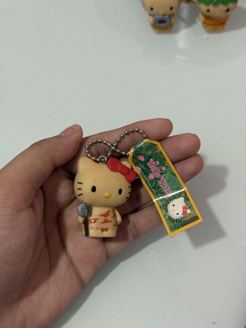 Tan Hello Kitty Cave Man Themed Keychain Charms (Category: Character Goods) located in Cavite. Submitted by nanaminscuteass (Listing ID 1445068135, Image 2). Description: WTS UFS LFB caveman hello kitty - dm for condi pics mop: gcash, mod: jnt, loc: bacoor cav.