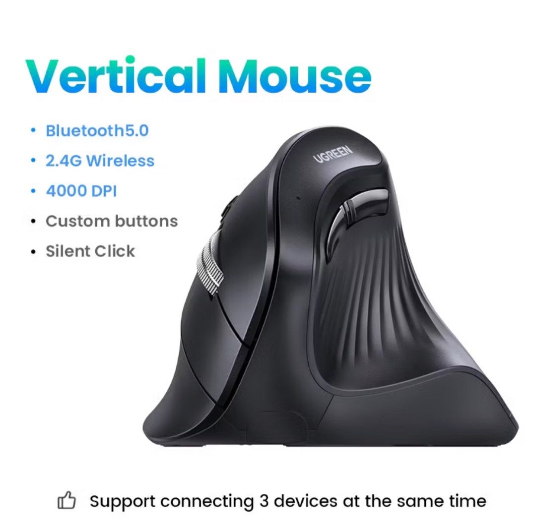 UGREEN Vertical Ergonomic Mouse Bluetooth 2.4G 4000DPI Wireless488612628803112966