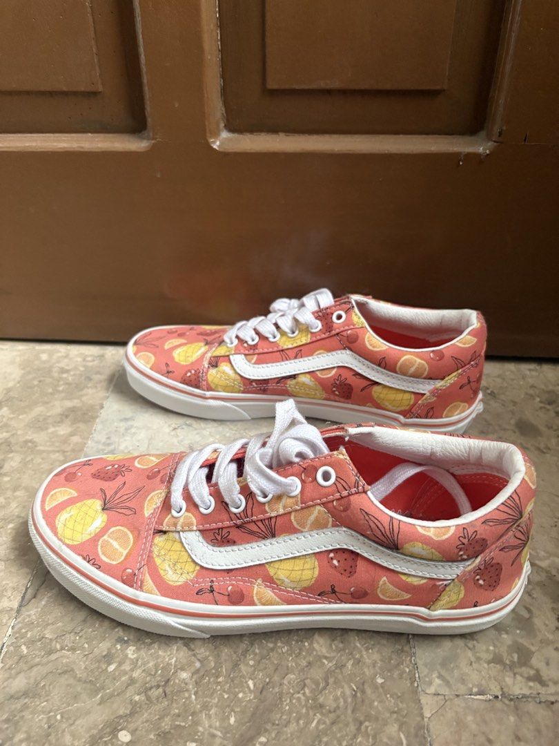 Vans Old Skool Fruit Print Sneakers (Category: Sneakers) located in Manila. Submitted by alextoot (Listing ID 1445081620, Image 3). Description: Never worn but no box included RFS: Moving sale! 📦 🧾 Payment: GCash, Maya Delivery (shouldered by buyer): J&T, Grab, Lalamove Location: Metro Manila Reminders: ✅ Pay as you order ✅ Please manage your expectations since these are preowned items ✅ Carefully check the photos before buying the item ✅ No re
