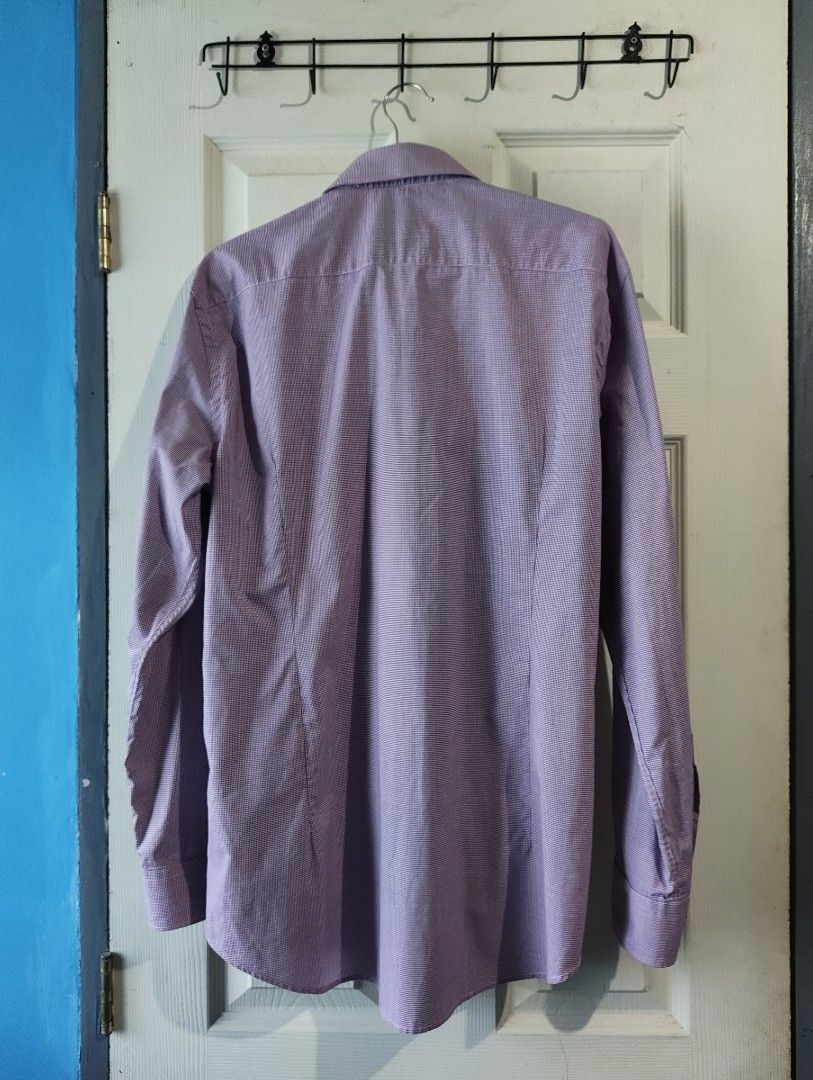 Wharton Long Sleeve Shirt (Pink) (Category: Formal Shirts) located in Muntinlupa City. Submitted by ea.decluttr (Listing ID 1445080260, Image 3). Description: Wharton Long Sleeve Button-Up Shirt Slim-Fit Color: Pink Dimes: Length: 30.5 Chest Width: 21 Arm Sleeve: 24.5 Shoulder: 18.5 Issue: Small stain on collar part, but barely noticeable..