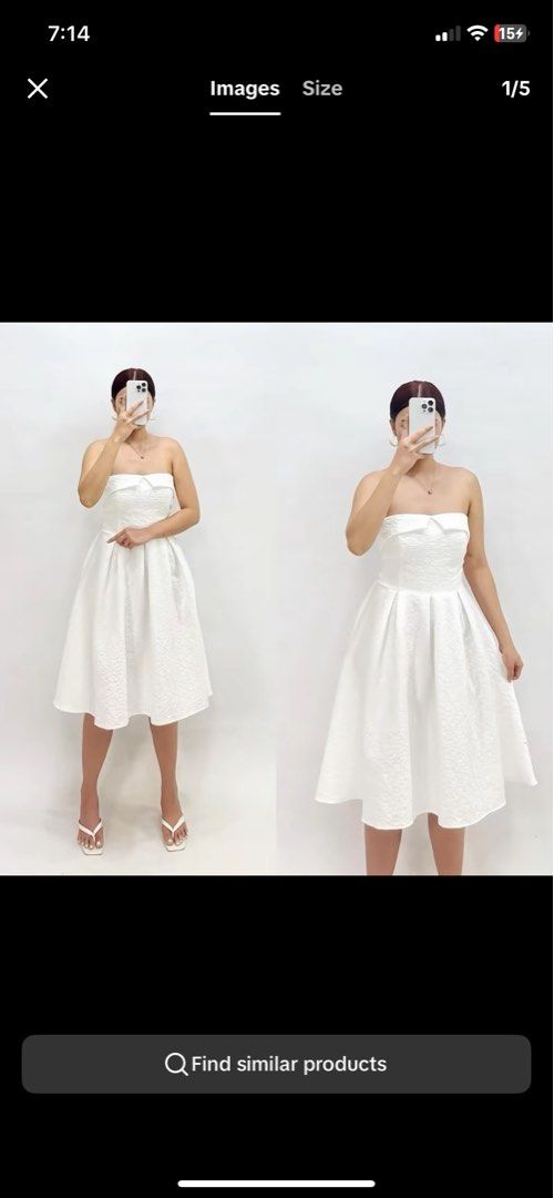 White Dress (Graduation Dress) (Category: Dresses) located in Dasmarinas. Submitted by fiercestorm (Listing ID 1445157921, Image 1). Description: Used once (grad) Free size Can send actual photos, just dm MOP: Gcash; Payment first Shipping fee shouldered by buyer thru Lalamove 📍Dasma Cavite.