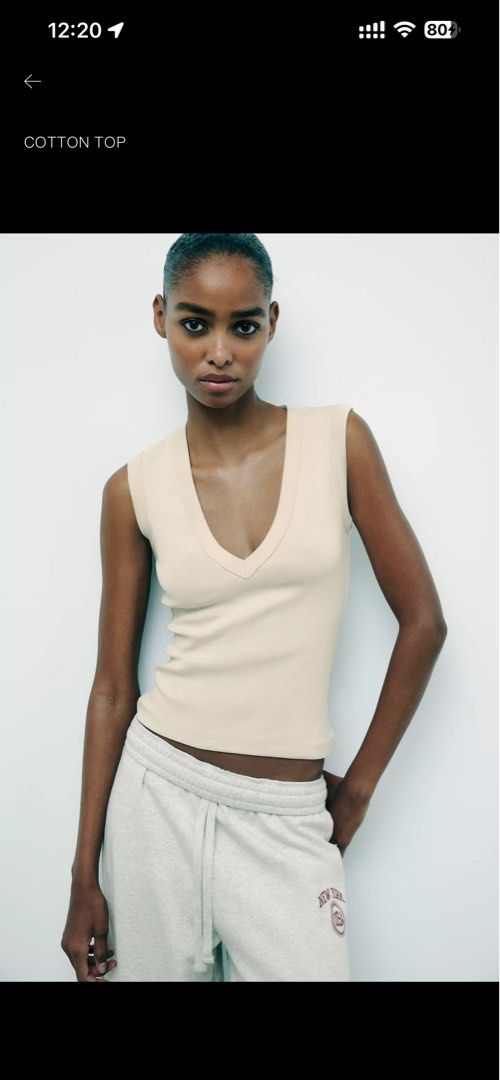 Zara V-Neck Ecru Cotton Top (Category: Others Tops) located in Las Pinas. Submitted by skyeeyks (Listing ID 1445157523, Image 1). Description: Size S Used 1 or 2x.