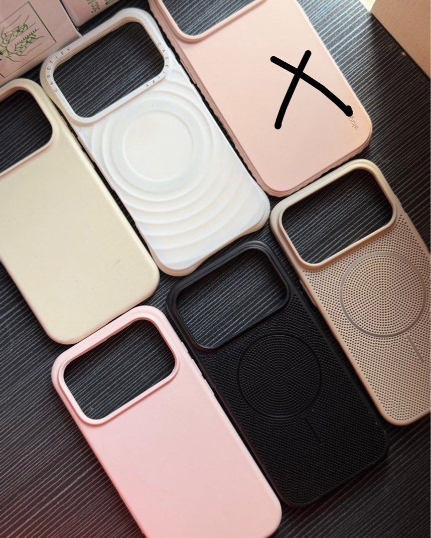 17 PRO CASE TAKE ALL 5 (Category: Cases & Sleeves) located in Quezon City. Submitted by acycloset (Listing ID 1445340894, Image 1). Description: - Bundle of 5 iPhone 17 Pro cases - Includes: Grey speckled case, Pink silicone case, White case, White Casetify case, Black MagSafe compatible case - Offers great protection and stylish options - All designed for iPhone 17 pro.