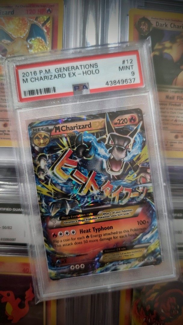 2016 Generations M Charizard EX Holo PSA 9 Mint (Category: Graded Singles) located in Pasay City. Submitted by radtek (Listing ID 1445285851, Image 1). Description: Open for trade for other Charizard raw or slabs. Location: Chino Roces Makati. Meet up places by sched: Coffee Project Chino Roces Makati Glorietta/ SM Makati/ Greenbelt Can also do Lalamove or Grab Transaction..