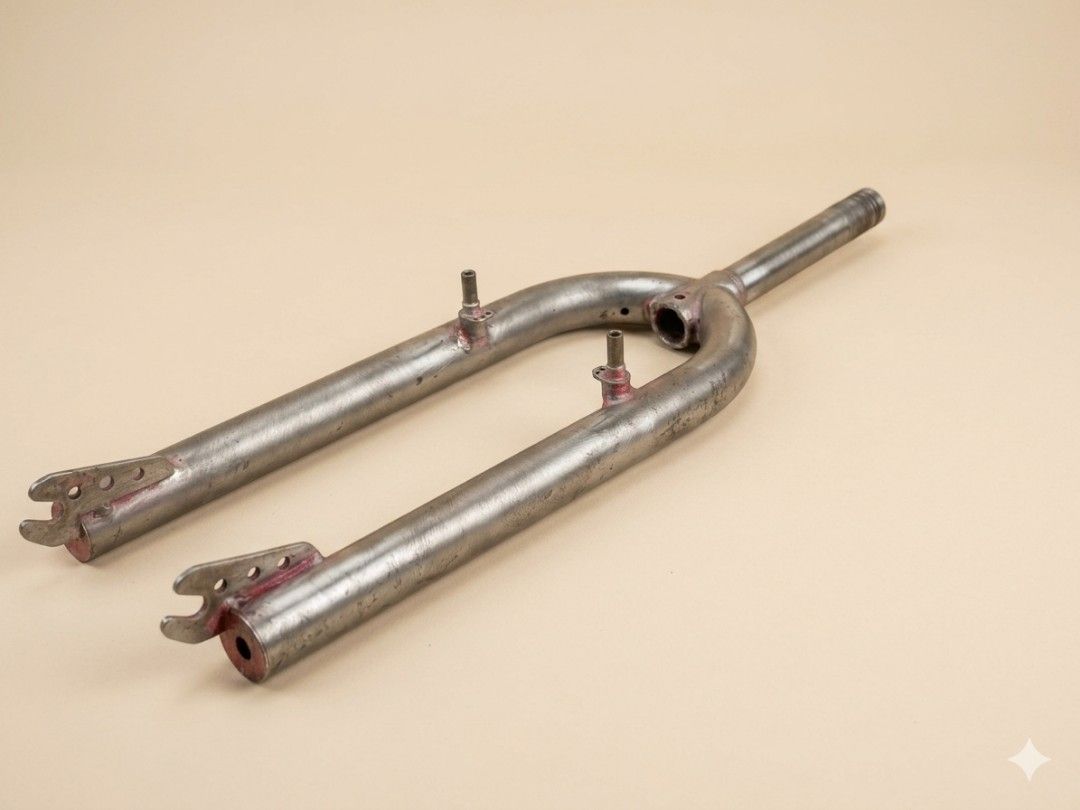 26er Rigid Steel Fork (Threaded) – Ready for Klunker Build (Category: Bicycles) located in Quezon City. Submitted by lem1998 (Listing ID 1445338816, Image 1). Description: Specifications: ​Wheel Size: Designed for 26-inch wheels. ​Steer Tube: 6-inch length, threaded type. ​Material: Steel. ​Condition: Surplus/Used condition, great for those seeking an authentic "stealth heritage" or "rat rod" aesthetic. ​Price: 1200 Location: North Caloocan No re
