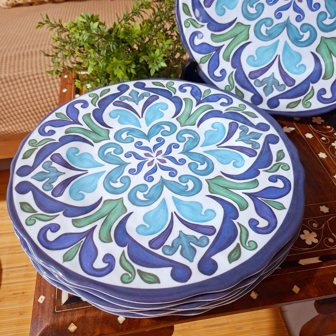 10pcs Melamine charger plate / display plate (Category: Dinnerware & Cutlery) located in Dasmarinas. Submitted by millennialmeetsvintage (Listing ID 1445311275, Image 3). Description: some have rough surface/ factory defect sold as set last price posted, no haggling 🙅🏻‍♀️ 🌍ships from DASMA, CAVITE 🚚 shipping via Lalamove only ❌no reservations, first-to-pay basis ❌no physical store, no walk-ins ❌no COD transactions.