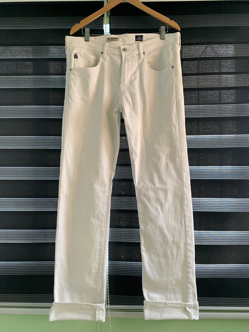 AG The Matchbox Slim Straight Jeans (Category: Jeans) located in Muntinlupa City. Submitted by mcnigel84 (Listing ID 1445270056, Image 3). Description: Brand: Matchbox Fit: Slim Straight / Premium Fabric Color: Light Cream / Off-White Best fit 34 to 36 Length 43” Hem 8” No issue new condition Made in USA.