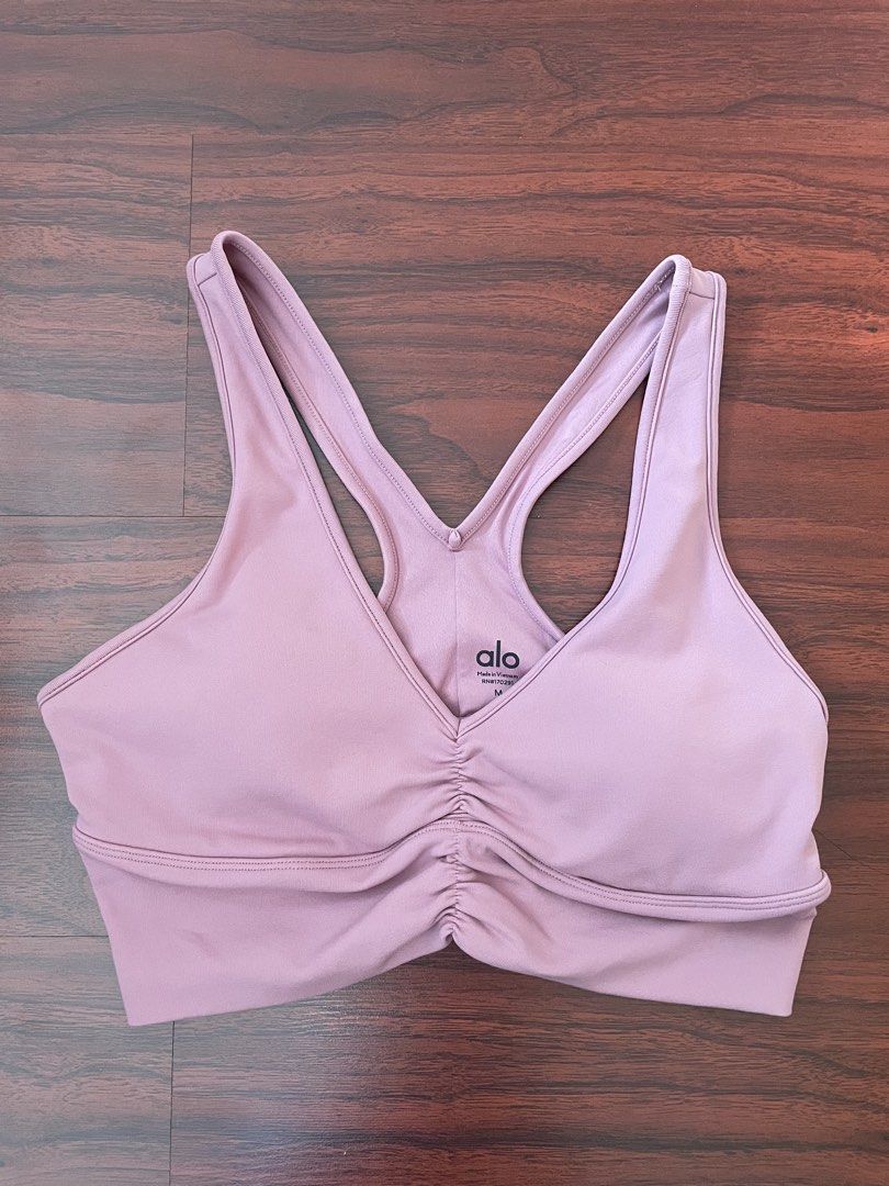 Alo Yoga Wild Thing Bra - Pink Wild Rose (Category: Activewear) located in Manila. Submitted by sugartalking (Listing ID 1445340066, Image 2). Description: 🩰 Only worn once! 🩰 Color not available on website anymore 🩰 Ruched V-neck front, Racerback design 🩰 With padding 🩰 Ideal for yoga, gym, or everyday wear RFS: Not my style 💰 Mode of Payment: Gcash 🚚 Shipping through J&T, Gogoexpress, or SDD (Grab/Lalamove).