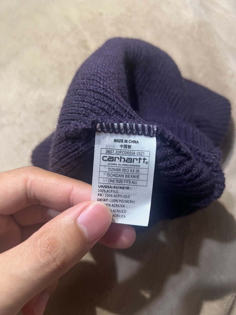 Carhartt Beanie Hat One Size Fits All (Category: Caps & Hats) located in Makati City. Submitted by cosmic_chester (Listing ID 1445359093, Image 2). Description: - Brand: Carhartt - Color: Purple - Material: 100% Acrylic - Size: One Size Fits All - Style: Simple and Classic - Features: Keeps you warm, great for everyday wear.