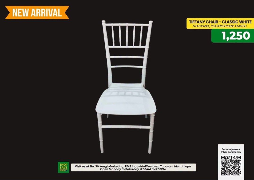 Catering Table and Chairs (Category: Chairs) located in Muntinlupa City. Submitted by aussie.surplustore (Listing ID 1445242638, Image 1). Description: Tiffany Chairs and Table Location: Muntinlupa Janine - 0948 098 5387.