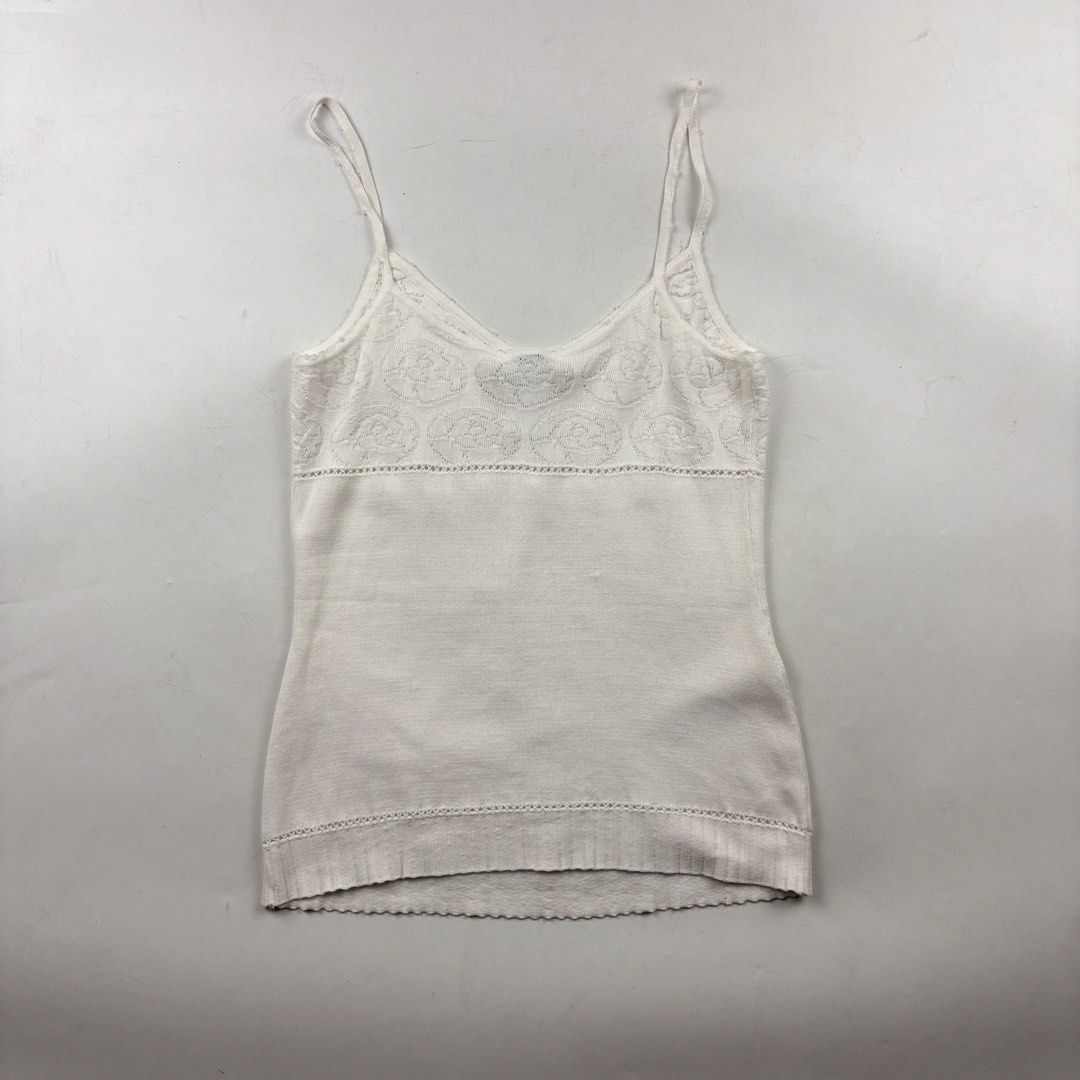Chanel S/S’04 Camisole (Category: Sleeveless) located in Makati City. Submitted by ragrepository (Listing ID 1445368893, Image 2). Description: Chanel S/S’04 Camisole Tagged as 36 Length- 22.5” Pit to pit-13” Sleeves- Shoulder- 11” Condition-9/10 Flaw- None .