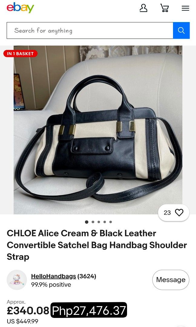 CHLOÉ-INSP. TWO-TONE SATCHEL (Category: Tote Bags) located in Baguio. Submitted by PreiLoveMaria (Listing ID 1445342855, Image 3). Description: CHLOÉ-INSP. TWO-TONE SATCHEL 🖤 This piece features the exact iconic silhouette, colorblock paneling, and winged-side design as the famous Chloé Alice Bag. It relies entirely on its striking, minimalist structure rather than loud logos to make a statement. Please note: This is an unbranded, inspired piece