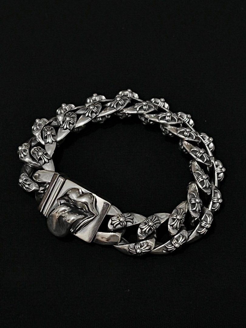 Chrome Hearts Rolling Stone Cuban Link Bracelet (Category: Jewelry) located in Manila. Submitted by outlaw_relics_on_ig (Listing ID 1445416143, Image 1). Description: Comes wt CH pouch, box, paper bag Check out @outlaw_relics on instagram.