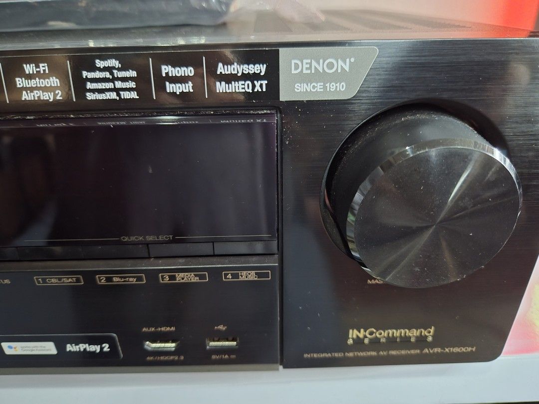 Denon AVR-X1600H Dolby Atmos - READ NOTE - PROTECT MODE - FOR REPAIR (Category: Soundbars, Speakers & Amplifiers) located in Bacolod City. Submitted by audiophile_garage_bacolod (Listing ID 1445277002, Image 1). Description: 🎬 Denon AVR-X1600H Dolby Atmos AV Receiver 💰 ₱12,000 ⚙️ Features: • 7.2 Channel AV Receiver • Dolby Atmos & DTS:X • HDMI ARC / eARC • 4K Ultra HD Pass-Through • HEOS Built-In • Wi-Fi & Bluetooth • AirPlay Support • Audyssey