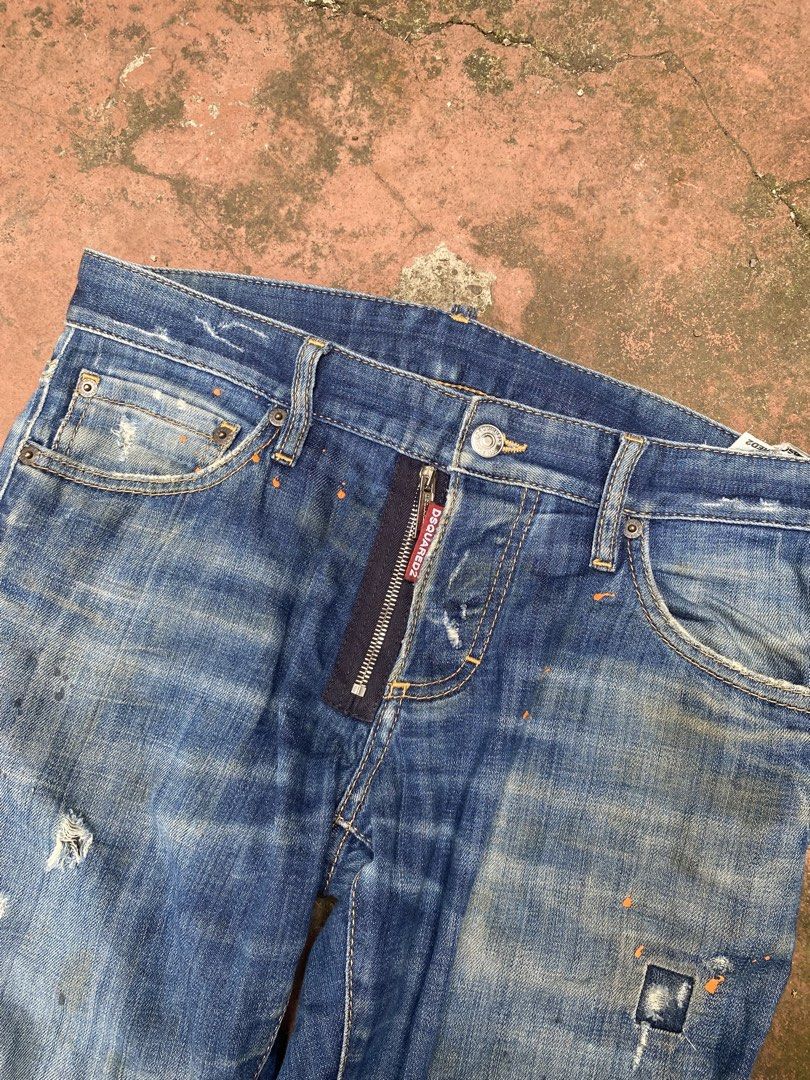 DSQUARED2 Distressed Denim Jeans with Zipper Detail (Category: Jeans) located in Iligan City. Submitted by trickorthrift1 (Listing ID 1445242586, Image 2). Description: - DSQUARED2 Blue Wash Denim Jeans - Distressed details and paint splatters for an edgy look Size 32 - Unique zipper detail at the fly - Classic straight leg fit - Ideal for casual outfits - Please check photos for exact condition.