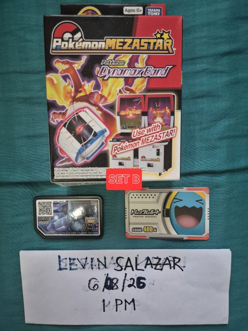 (ENG) POKEMON MEZASTAR CHARIZARD DYNAMAX BAND SET (Category: Character Goods) located in Guiguinto. Submitted by Levinthings (Listing ID 1445235193, Image 2). Description: For Sale: (as SET/BUNDLE) (SEALED) Pokemon Mezastar Charizard Dynamax Band (Eng) > Price: 2500 per set > Condition: Brand New > Location: Guiguinto, Bulacan > Payment: Gcash/Maya/Bank transfer > Deliver: JnT/Lalamove, etc. (shouldered by buyer) * Cross-posted in other platform.