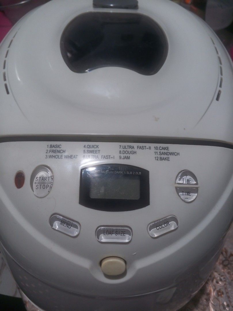 (Faulty)Bread Maker Machine - Multiple Settings (Category: Breadmakers) located in Kuala Lumpur. Submitted by tempe_goreng (Listing ID 1445419503, Image 2). Description: Faulty Bread maker Power ada Motor tak jalan,kena tukar bealting(Boleh beli Kat Platform Oren Harga dalam RM 11 saja) Malas nak repair sebab ada beberapa lagi breadmaker kat rumah ni...