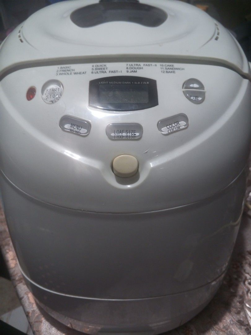 (Faulty)Bread Maker Machine - Multiple Settings (Category: Breadmakers) located in Kuala Lumpur. Submitted by tempe_goreng (Listing ID 1445419503, Image 1). Description: Faulty Bread maker Power ada Motor tak jalan,kena tukar bealting(Boleh beli Kat Platform Oren Harga dalam RM 11 saja) Malas nak repair sebab ada beberapa lagi breadmaker kat rumah ni...