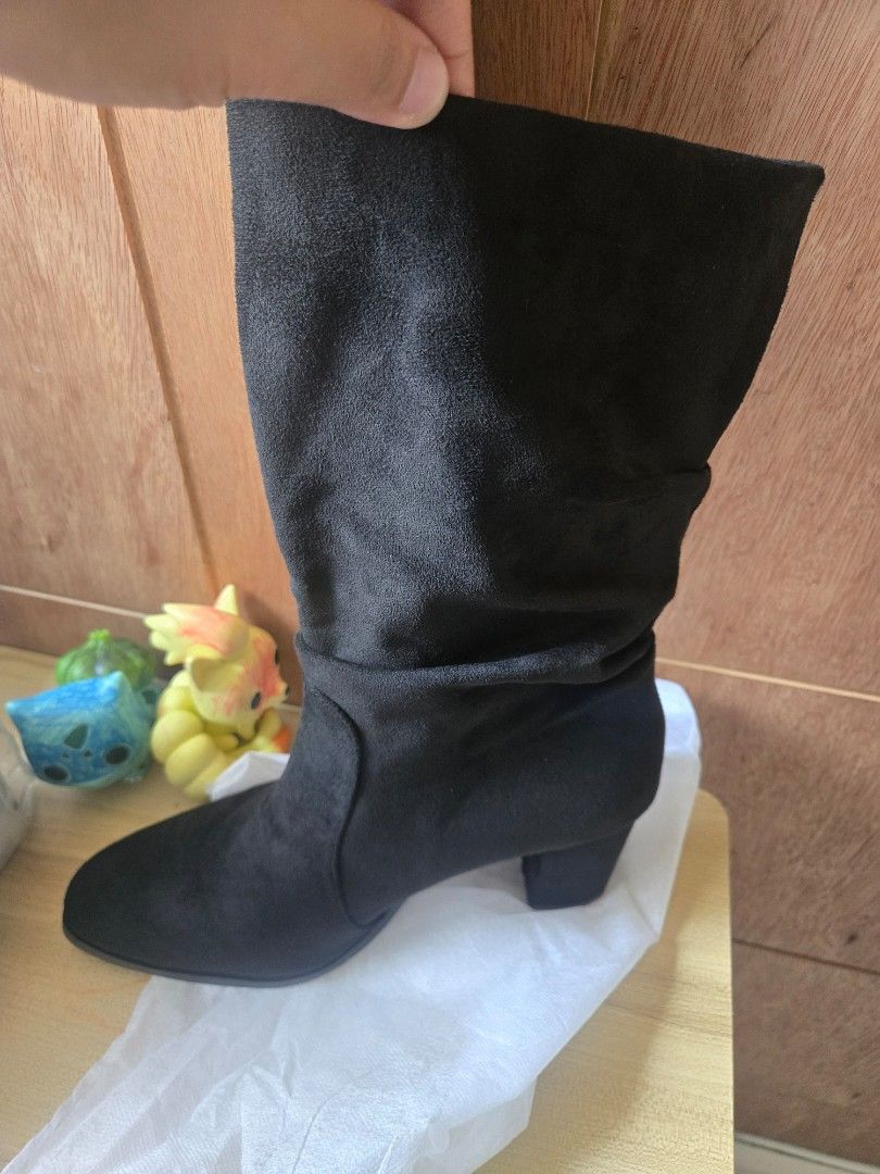 Faux suede boots (Category: Boots) located in Bacoor. Submitted by mishindeclutter (Listing ID 1445276696, Image 2). Description: bought at Shein size 9.
