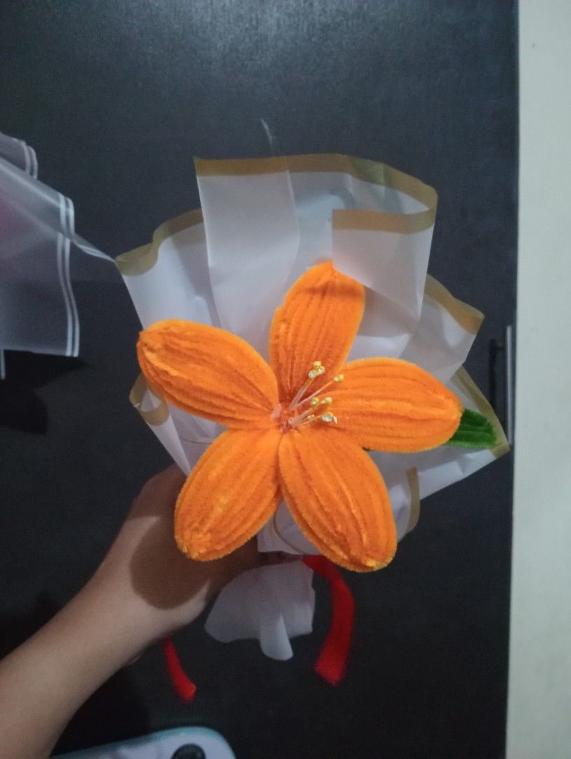 Fuzzy Wire Flower Bouquet (Category: Flowers & Bouquets) located in Manila. Submitted by aian25 (Listing ID 1445409397, Image 1). Description: - P79 - Color: Orange - Ideally for gifts or decoration.