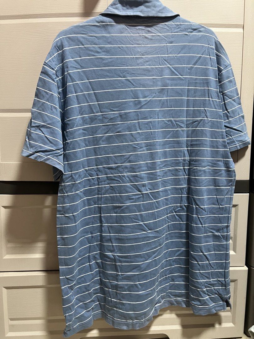 GAP Blue Striped Polo Shirt - Size Large (Category: Tshirts & Polo Shirts ) located in Cainta. Submitted by p3spreloved (Listing ID 1445336678, Image 3). Description: - Classic blue polo shirt from GAP - Features thin white horizontal stripes - Short sleeves with a two-button placket - Made of 100% breathable cotton - Ideal for casual or smart-casual styling Length 30in Width 22.5in.