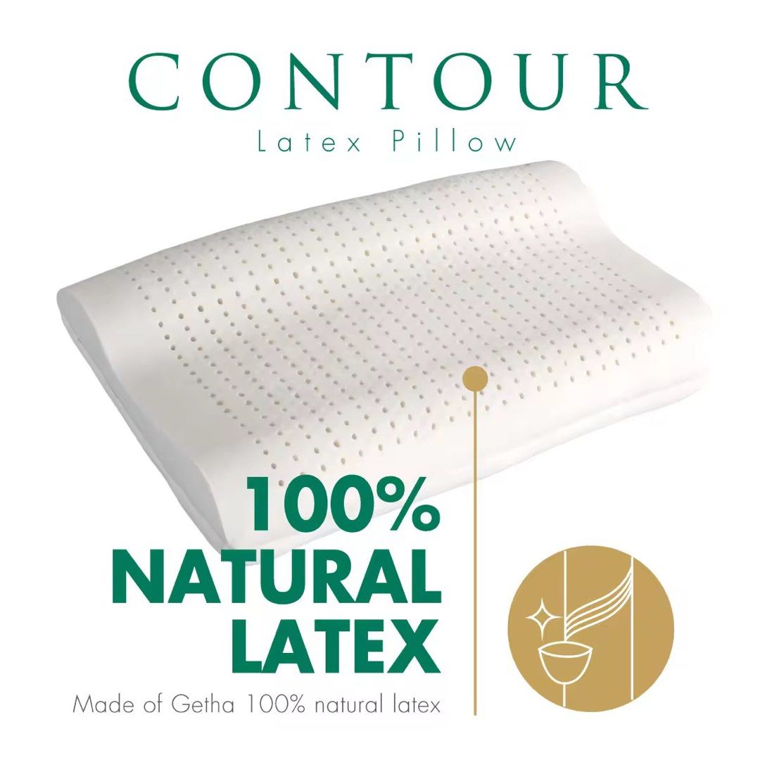 Getha Contour Natural Latex Pillow with Tencel Fabric (Category: Bedding & Towels) located in Singapore. Submitted by expired (Listing ID 1445274385, Image 1). Description: - Made with 100% Natural Getha Latex - Toxic-free and resistant to bacteria, viruses, fungi, and dust mites - 3-way contour design for adjustable height - Extra high pillow option available - Ensures a comfortable and restful sleep used a few times but not suitable for me. pic