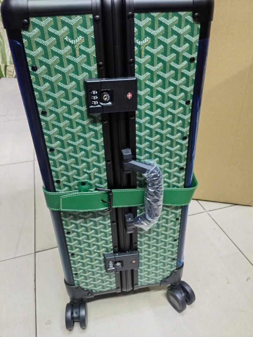 Goyard Green Monogram Rolling Luggage Set (Category: Luxury Bags & Wallets) located in Manila. Submitted by fashionbags_21 (Listing ID 1445366818, Image 3). Description: 2n1 luggage 1pc 24inch and 1 pc 28inch - Set of two authentic Goyard rolling luggage - Iconic green monogram pattern - Both pieces equipped with TSA-approved locks - Sturdy and smooth-rolling wheels - Larger piece includes a convenient strap - Ideal for stylish and secure travel.