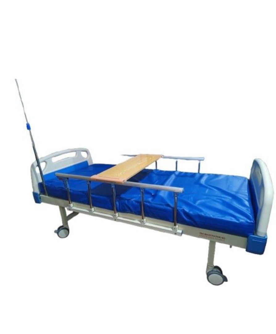 2-Crank Manual Hospital Bed with Overbed Table (Category: Medical Supplies & Tools) located in Quezon City. Submitted by Think_Like_Chinita (Listing ID 1445372863, Image 2). Description: 🛏️ Description: A durable and comfortable 2-Crank Manual Hospital Bed designed for home care, clinics, and hospital use. It features a sturdy steel frame, side safety rails, and smooth-rolling caster wheels for easy mobility. The bed includes a comfortable water
