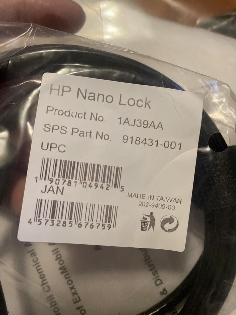 HP Nano Lock Security Cable 1AJ39AA, Computers & Tech, Parts