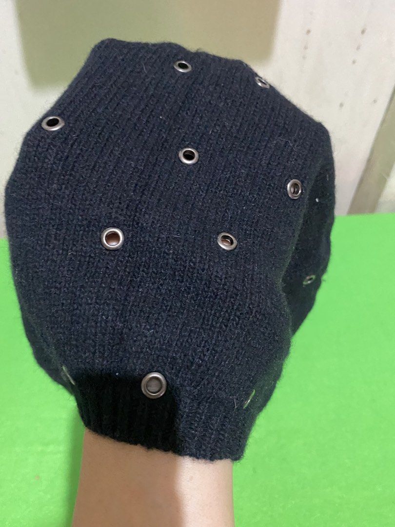 Kenneth Cole New York Black Beanie with Eyelets (Category: Caps & Hats) located in Manila. Submitted by resi.diaz (Listing ID 1445303814, Image 2). Description: - Brand: Kenneth Cole New York - Color: Black - Material: Knit - Features: All-over silver-tone eyelets - Style: Edgy, cool accessory - Season: Great for cooler weather - Sizing: One size fits most.