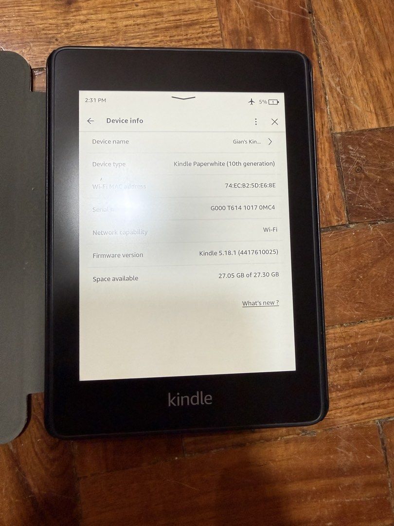 Kindle Paperwhite 10th Gen 32 GB (Category: Others) located in Quezon City. Submitted by annie-29 (Listing ID 1445290318, Image 3). Description: Kindle Paperwhite 10th Gen Storage: 32 GB but 5 gb is used by the system Comes with Case and Charger, I threw away the box but it has only been used a few times and stored so battery life is very much good .