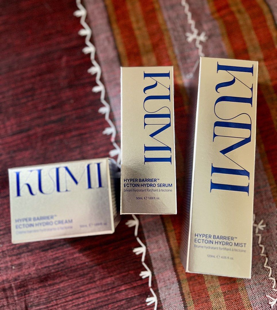 Kumi Hyper Barrier Ectoin Hydro Cream, Serum, Mist Set (Category: Face Care) located in Kawit. Submitted by bimmmmms2026 (Listing ID 1445310398, Image 1). Description: - Kumi Hyper Barrier Ectoin Hydro Set - Includes: Full-sized Cream, Serum, and Mist - Benefits: Deep hydration and skin barrier protection - Condition: Brand new, unopened, and sealed.