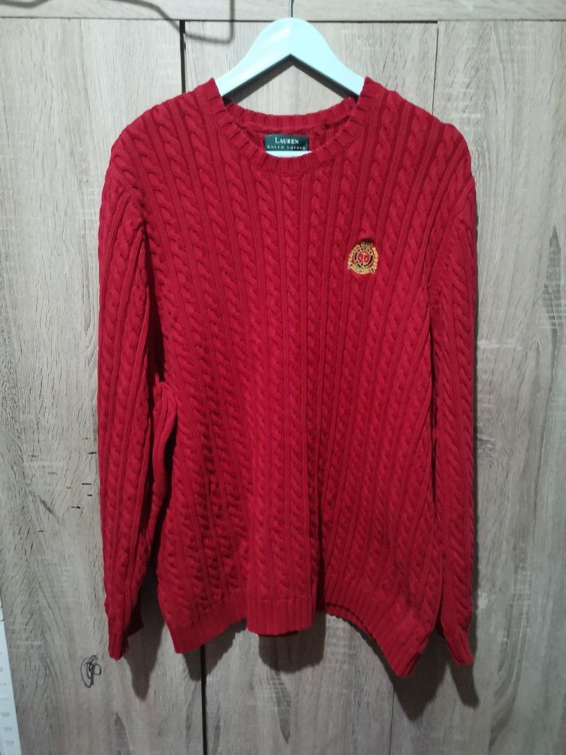 Lauren Ralph Lauren red cable wire knitted (Category: Coats, Jackets and Outerwear) located in San Pedro. Submitted by thriftersthrift (Listing ID 1445414834, Image 1). Description: Width(inches) :23 Length(inches) :27 Good condition Already wash Color rate : 9.5 /10 🌵ALL ITEMS ARE FROM UKAY BALE SO MANAGE YOUR EXPECTATION 🌵 ASK SELLER FOR MORE INFORMATION COLOR MAY CHANGE TRU LIGHTING.