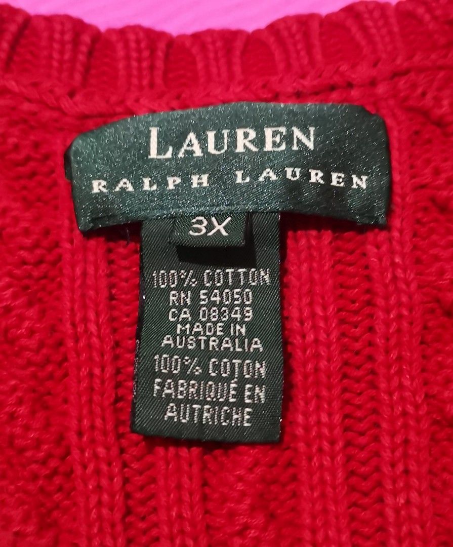 Lauren Ralph Lauren red cable wire knitted (Category: Coats, Jackets and Outerwear) located in San Pedro. Submitted by thriftersthrift (Listing ID 1445414834, Image 3). Description: Width(inches) :23 Length(inches) :27 Good condition Already wash Color rate : 9.5 /10 🌵ALL ITEMS ARE FROM UKAY BALE SO MANAGE YOUR EXPECTATION 🌵 ASK SELLER FOR MORE INFORMATION COLOR MAY CHANGE TRU LIGHTING.