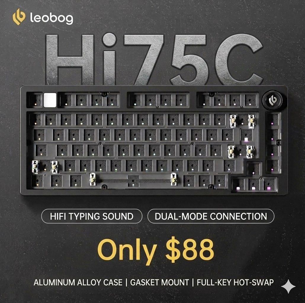 Leobog Hi75C black colour tri mode keyboard.489081270740592640