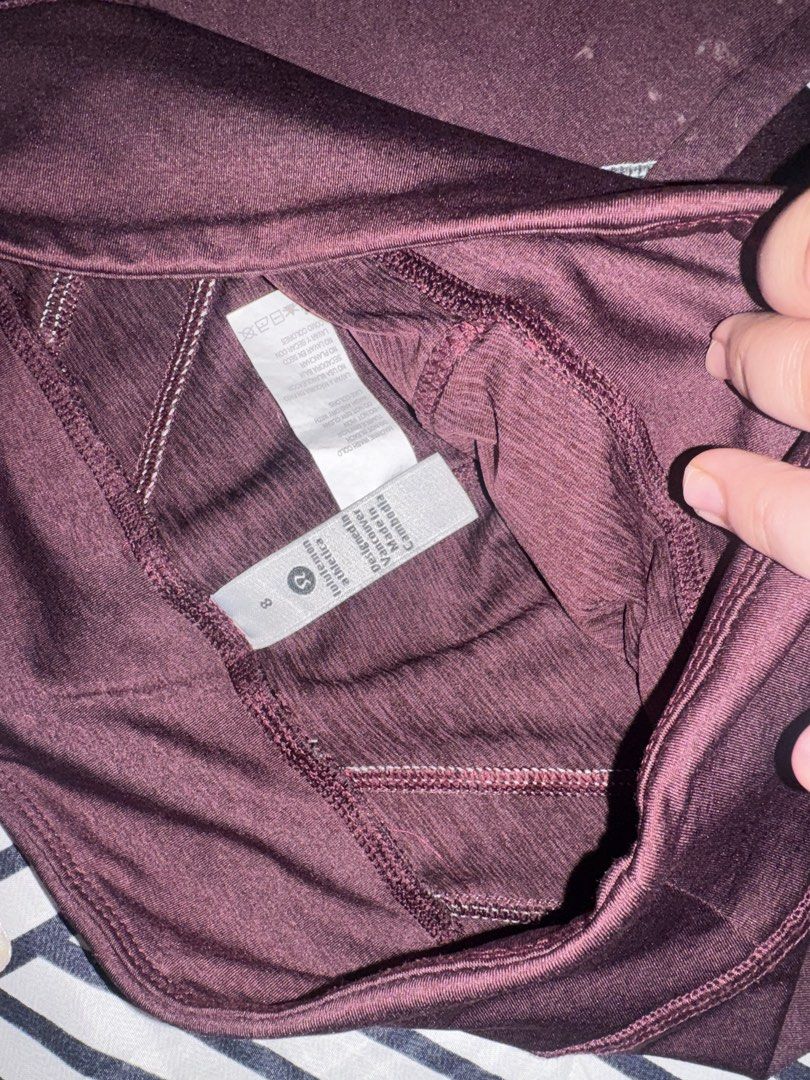 Lululemon Burgundy Leggings Size S (Category: Activewear) located in Aroroy. Submitted by tjclyton (Listing ID 1445297220, Image 3). Description: - Burgundy Lululemon leggings - Size S - Comfortable and stretchy material - Perfect for workouts or casual wear.