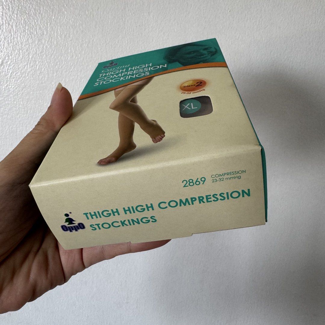 OPPO 2869 Thigh High Compression Stockings (Class 2) (Category: Braces, Support & Protection) located in Manila. Submitted by miskym (Listing ID 1445292365, Image 3). Description: Price per size: S-XL: 2,127.00 XXL: 2,458.00 XXXL: 2,732.00 ONHAND & READY TO SHIP!.