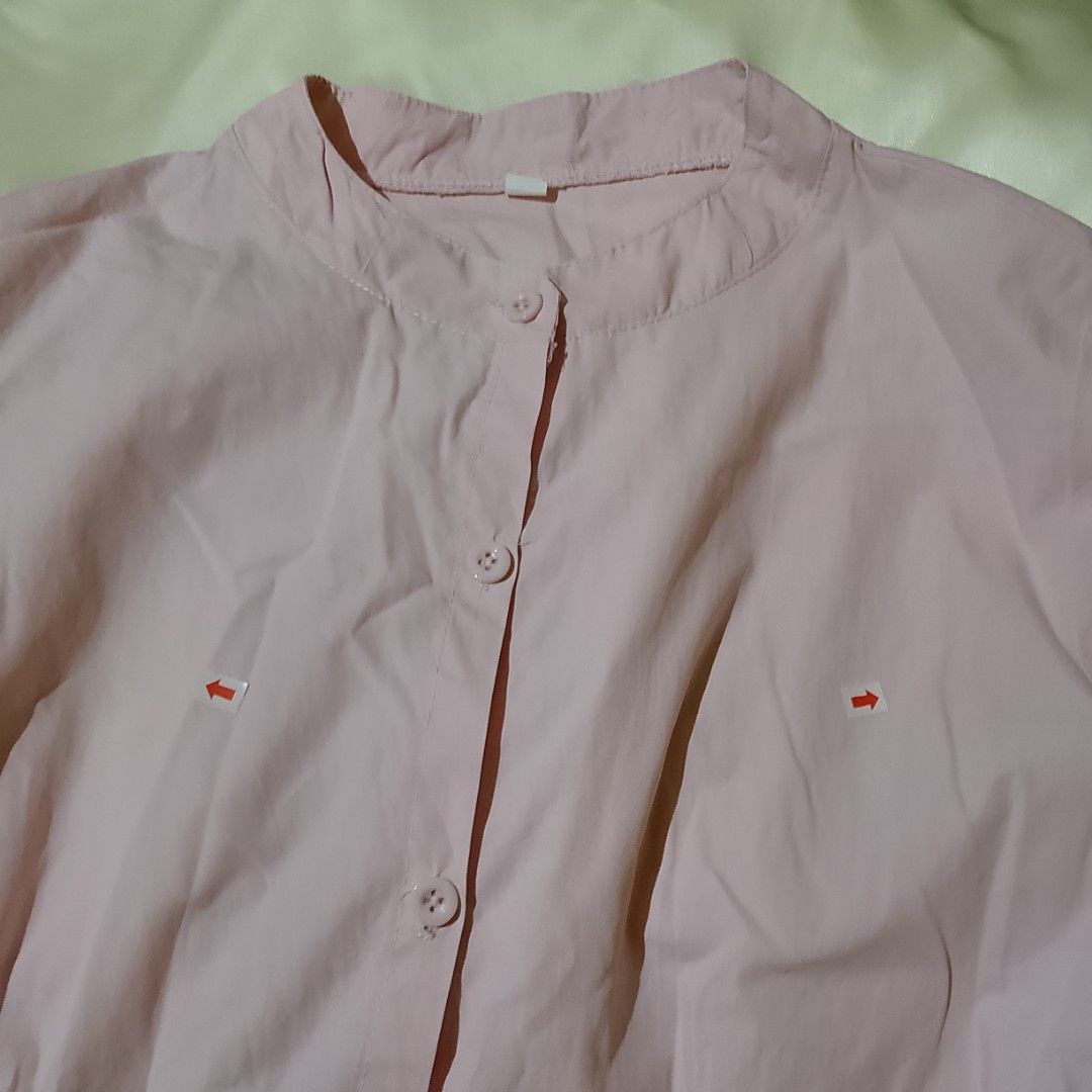 Pastel Pink Button-Down Blouse with Waist Tie (Category: Blouses) located in Santa Rosa. Submitted by prlvdbyellie (Listing ID 1445238315, Image 2). Description: With minor flaws: small stains and oen missing button.