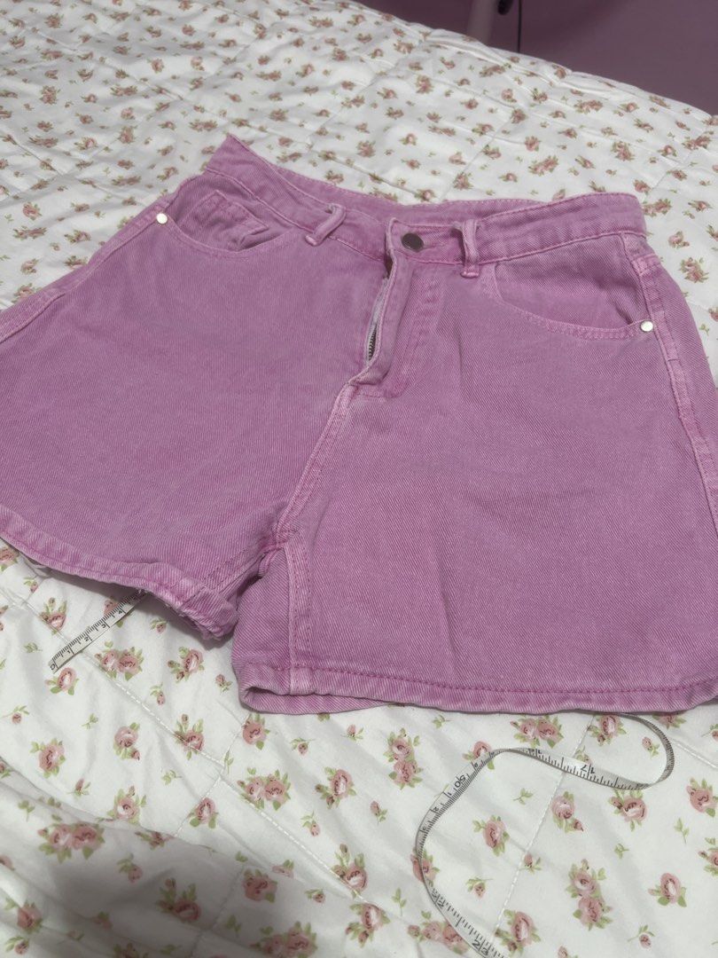 Pink Denim High-Waisted Shorts (Category: Shorts) located in Pasig City. Submitted by morilove (Listing ID 1445248650, Image 1). Description: - Adorable pink denim shorts - Flattering high-waisted style - Functional front and back pockets - Secure zipper and button closure - Comfortable 3-inch inseam - Ideal for everyday casual wear.