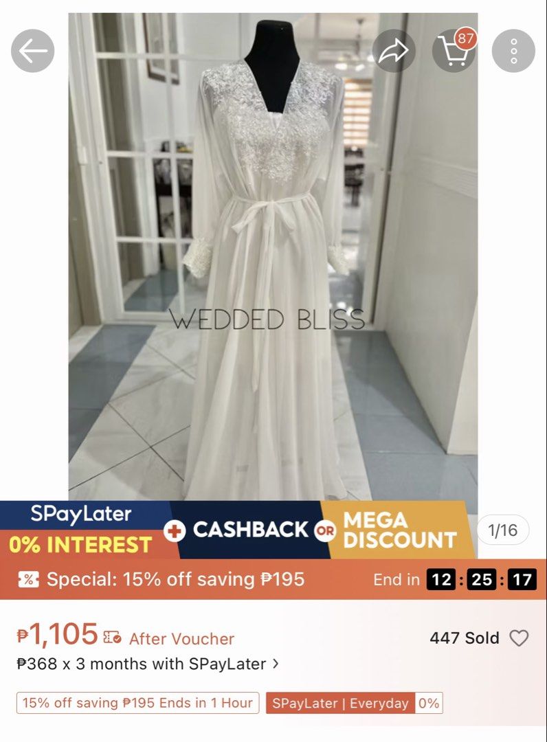 Plus Size Chiffon Wedding Robe (Category: Undergarments & Loungewear) located in Manila. Submitted by mrgfp (Listing ID 1445259968, Image 3). Description: - Beautiful white lace robe - Includes matching belt - Long sleeves with delicate lace cuffs - Perfect for bridal occasions or luxurious loungewear - Made from soft and flowy material - Available in multiple sizes (please refer to the size chart for your best fit).