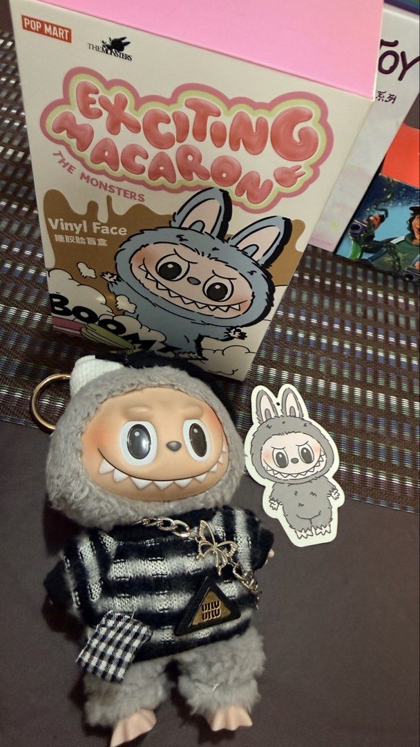 Pop Mart Labubu Sesame Bean with Box (Category: Designer & Blind Box Toys) located in Quezon City. Submitted by hukayshop (Listing ID 1445269403, Image 2). Description: Never been used. Got it from Pop Mart Taiwan. Pristine condition. With free cute Labubu clothes. .