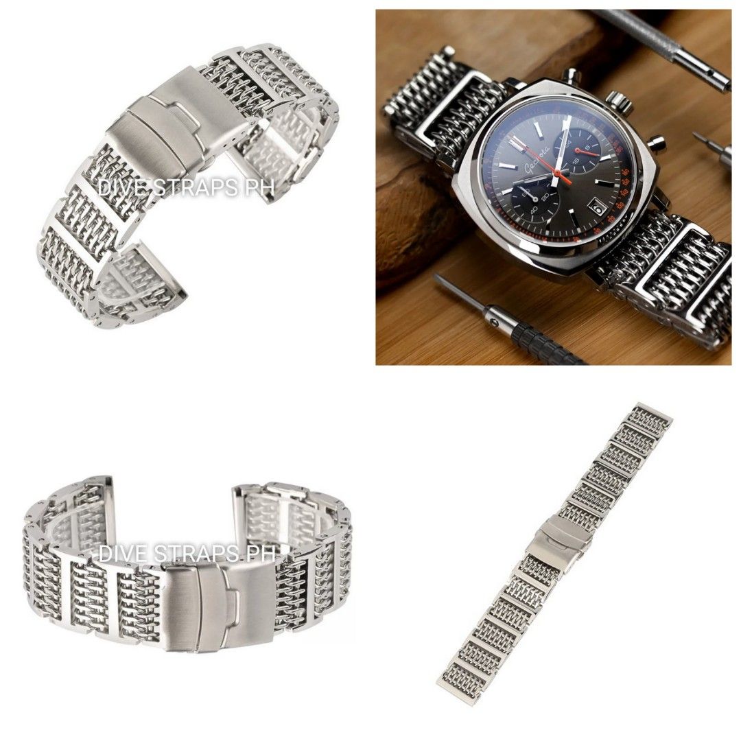 SALE FULL LINK SHARK MESH 20mm/22mm (Category: Women's Watches) located in Taguig. Submitted by divestrapsph (Listing ID 1445416921, Image 1). Description: ‼️ SALE ‼️ NOW ONLY ₱1000 ✅✅ FULL LINK ADJUSTABLE SHARK MESH. Made from 316L stainless steel. H-link end links. Solid milled clasp. Available in 20mm and 22mm lug widths Wrist size: 145mm - 210mm Thickness: 3.2mm.