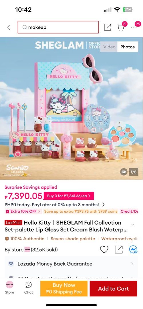 SHEGLAM Hello Kitty Full Collection Makeup Set (Category: Makeup) located in Cavite. Submitted by leiluvsu (Listing ID 1445380956, Image 1). Description: - Adorable Kitty makeup collection - Includes: Eyeshadow palettes, lip gloss, cream blush, eyeliner, body mist, primer - Bonus gift: Sunglasses - All items are brand new and in the original box ꒰ WTS LFB ꒱ :¨ ·.· ¨: `· . bnew sheglam into the sea make up set 🪷 can be sold as a set and tingi 🪷 