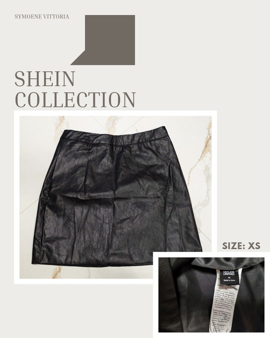 SHEIN Black Textured Mini Skirt XS (Category: Skirts) located in Bagac. Submitted by mommychimehsyandavi (Listing ID 1445373317, Image 1). Description: - SHEIN black textured mini skirt - Size XS - Comfortable elastic waistband - Faux leather look with subtle sheen - Perfect for dressing up or down.
