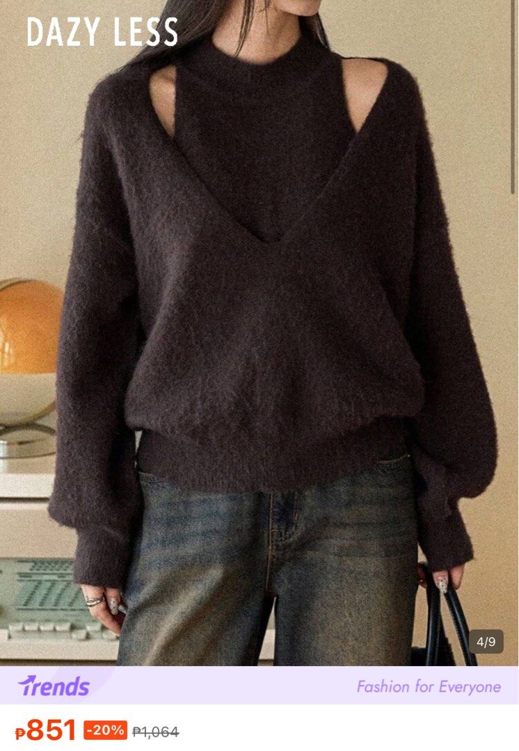SHEIN Dazy Dark Brown Turtleneck Sweater (size MEDIUM) (Category: Coats, Jackets and Outerwear) located in Quezon City. Submitted by ella.cstn (Listing ID 1444035730, Image 1). Description: - Shein Sweater - Size Medium - Super soft!! - Steal price!! Worn once! - Turtle neck design sweater Mop💵: Gcash only (STRICTLY PAYMENTS FIRST) 📍Loc: Tomas Morato Ave., Q.C 🌸 PM for more details .