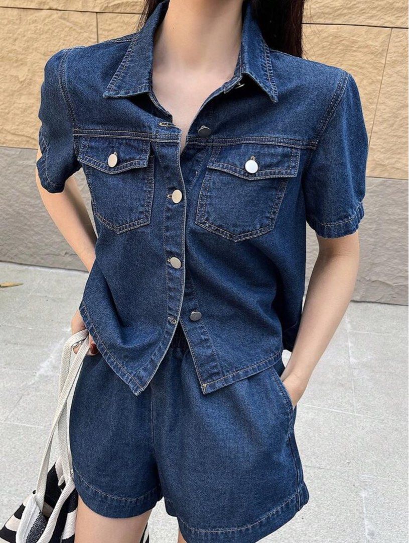 Shein Dazy Denim Top and shorts Set (Category: Sets or Coordinates) located in Makati City. Submitted by mtcfashionfinds (Listing ID 1445385870, Image 1). Description: Suze: Medium.
